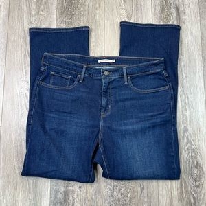 WOMENS LEVIS MEDIUM WASH STRETCH 315 SHAPING BOOT CUT BLUE JEANS 22W